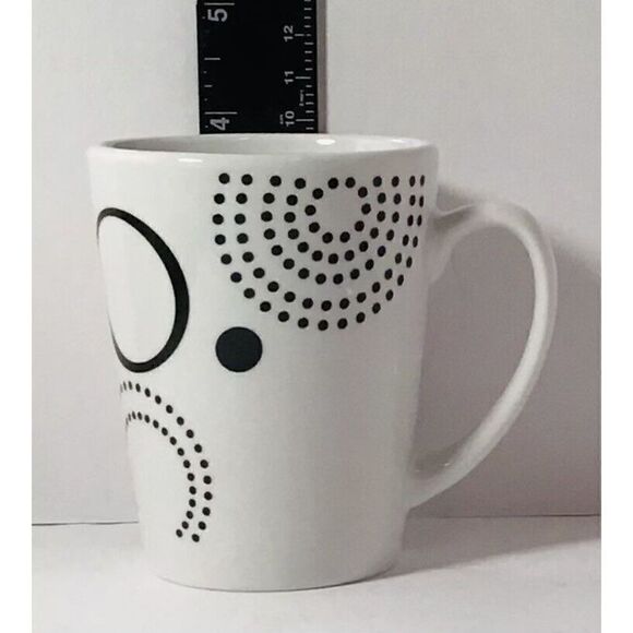 Gibson Home 8 oz Black And White Mug Cup Set Of 4 Modern Retro Design - Picture 9 of 11